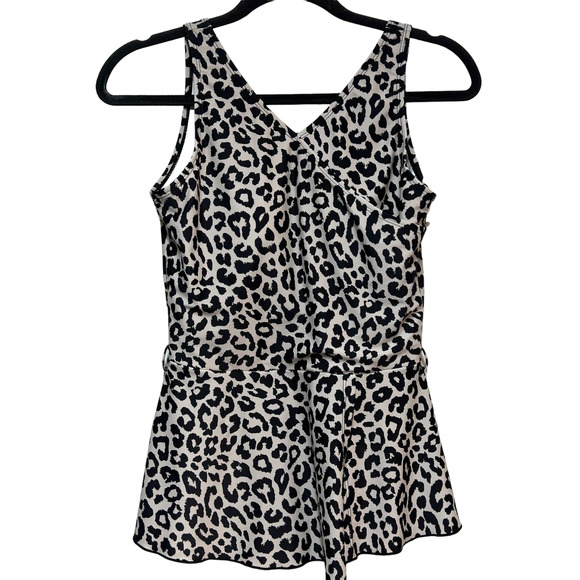 Brynn & Brooke V-Neck Leopard Tankini Top Black Women's‎ Size Medium - Picture 1 of 6